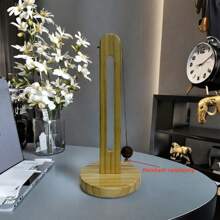 1pc Wooden Vertical Paper Towel Holder, Tissue Paper Roll Rack, Home Kitchen & Bathroom Paper Towel Storage Organizer