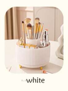 360°旋转化妆品收纳盒 - 无需组装，抛光铂金设计，适用于家庭或办公室，紧凑节省空间的展示柜，桌面旋转化妆刷架，化妆品、文具和工具收纳 - 彩色 - 查看 16