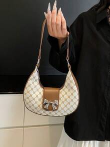 复古小众设计新款手提单肩腋下花卉新月包女士 - 彩色 - 查看 5