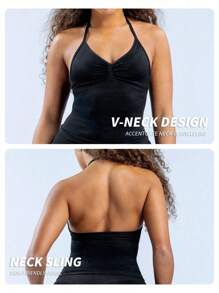 Yefecy 3 PCS New Impact Sports Yoga Vest Women's Fitness Yoga Top Gym Clothes Workout Backless Scrunch Built-In Bra With Cups Tops - Multicolor - View 6