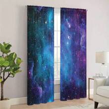 2Pcs Galaxy Curtains Space Cosmic Universe Stars Blackout Window Curtains Thermal Insulated Drapes For Living Room Bedroom Kitchen Bathroom Home Decor Fantasy Sky Space Theme Curtains Aesthetic Room Decor Cortinas Para La Sala 3D Digital Printing Window Treatment Tapestry Wall Hanging Art Decoration