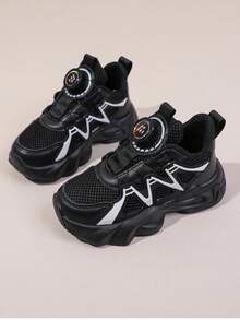 儿童运动鞋，女童休闲皮革跑鞋 - 黑色 - 查看 3