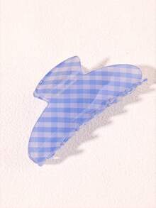 1 件儿童可爱简约格子按扣发夹，时尚发饰 - 彩色 - 查看 9