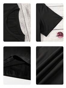 Women's Summer Tops, Cartoon Print Women's Clothes, Short Sleeve Women's Casual T-Shirts, Summer Tops, Shirts, Women's Summer Clothes, Summer Clothes, Graphic T-Shirts For Women, Tops For Women - 黑色 - 查看 3