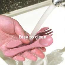 2PCS/Set Personalized Customization Name Baby Silicone Utensils Feeding Learning Children Tableware Custom Baby Soft Spoon Fork Baby Shower Family Decorations Gifts Winter Eve Gifts Back To School Winter Gift Ideas Boy Girl Valentine's Day - Multicolor - View 6