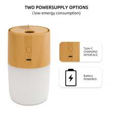 300ml Wood Grain Aroma Diffuser, Humidifier, Air Purifier, 7-Color LED, 2 Spray Modes, 2 Essential