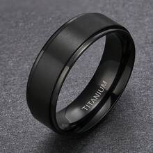 1pc Men's Fashionable Titanium Steel Ring, 8mm Black, Wear-Resistant And Scratch-Resistant Single Ring, Suitable For Friendship, Birthdays, Weddings, Graduation, Christmas - 黑色 - 查看 1