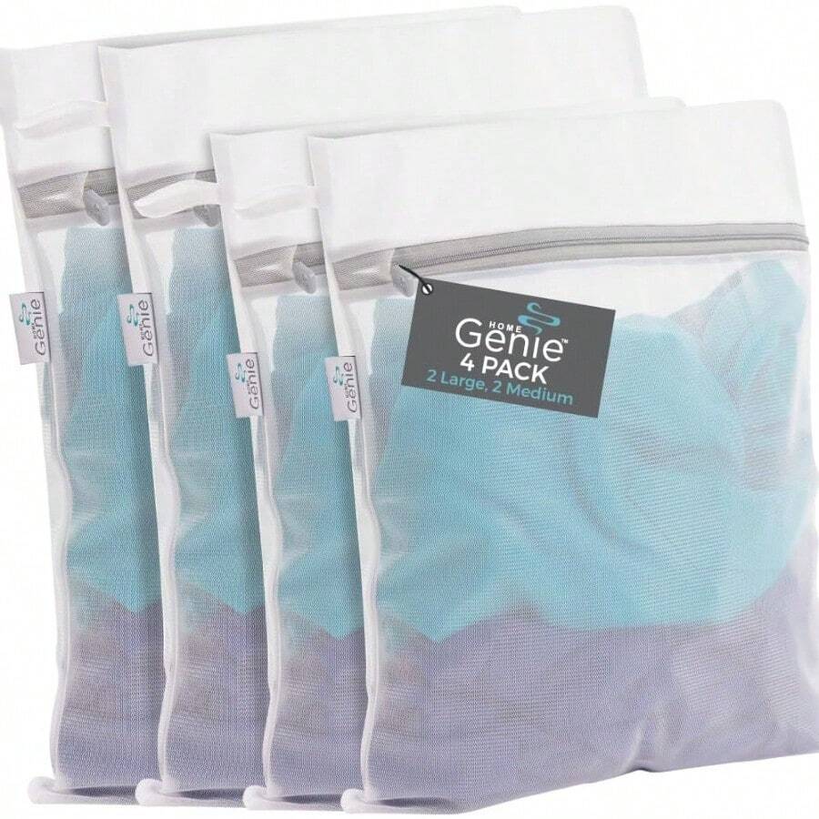 HOME GENIE Bolsas De Lavanderia De Malla Duraderas Y Suaves Para Lavar Prendas Delicadas Cremallera De Silicona Aptas Para Brasieres Lenceria Y Ropa De Bebe Bolsa De Red Para Lavado Y Secado Sin - Blanco - View 1