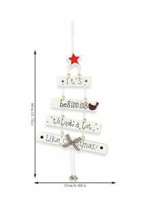 Décorations de Noël, Décorations intérieures de Noël, Pendentifs en bois pour intérieur/extérieur, Fêtes d'hiver à la maison, Petites plaques en bois avec décorations d'étoiles à cinq branches, Fournitures pour fête de Noël (blanc, gris)