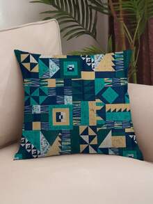 (4 Units) 45x45 Pillow Covers – 2 Plain And 2 Printed – Assorted Colors – AL - Blue-beige Geometric - View 3