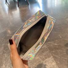 1pc Rhinestone Decor Holographic PU Makeup Bag, Portable Colorful Square Large Capacity Cosmetic Pouch, Women's Organizer Bag, Makeup Tool Storage, Beauty Accessories, Crystals Decor, Wedding Birthday Party Holiday Gift, Christmas, Halloween,Christmas Gifts,Pouch,Travel,Gifts For Women Travel Essential,Pouch,Clutch / Small Handbag, Makeup Organizer,Makeup Organize,Pouch,Brush Holder,Mini Pouch,Large Capacity Pouch