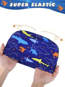1 pieza/2 piezas Gorro de natación unisex de poliéster, adecuado para niños, niñas, con pelo largo o corto, gorro de natación de verano - Multicolor - Ver 5
