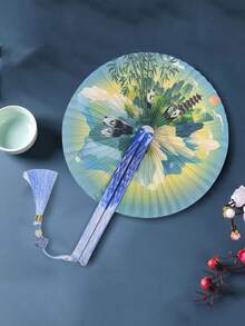 中国风折纸扇古风随身流苏女圆扇汉服旗袍古典团扇女扇 - 彩色 - 查看 18