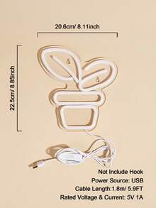 1pc LED Backboard Neon Sign Light, Plant 5V USB Power Supply, With On-Line Switch - Pink+Green - View 3