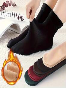 1/2/5/10 Pairs Solid Color Pattern Women Unisex Couples Mid-Calf Socks Winter Holiday Gifts, Fall Socks - Multicolor - View 5