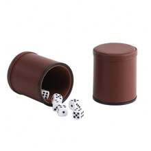 Würfelbecher mit 5 Würfeln, leises PU-Leder, verdicktes Material, Würfelbecher Spieleset