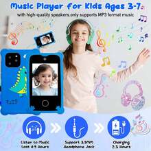 Kids Learning Phone Toy, Dinosaur Toy Mobile Phone For Children, 2.8 Inch IPS Touch Screen Toy Phone With Dual Camera Game Music Player, Christmas Halloween Birthday Gift For 3-10 Year Old Boys & Girls, Portable Travel Photography Kids Phone, Includes 32GB Card (Blue) - Multicolor - View 8