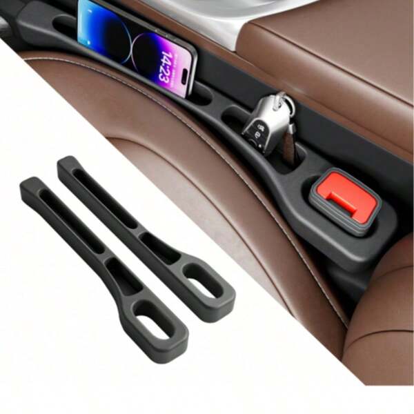 2pcs Car Seat Gap Filler Accessories For Between Seats Car With 2 Compartments Universal Fit Stop Things From Dropping