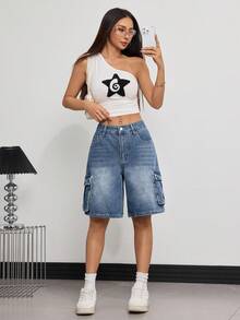 Women's Pocket Design Casual Denim Shorts