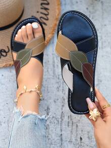 Dép đi biển thời trang mới cỡ lớn cho nữ, mùa hè đơn giản & thoải mái, hở mũi, lưới rỗng, thoáng khí, chống trượt, nhẹ, có sẵn màu đen và nâu - màu đen - Xem 1