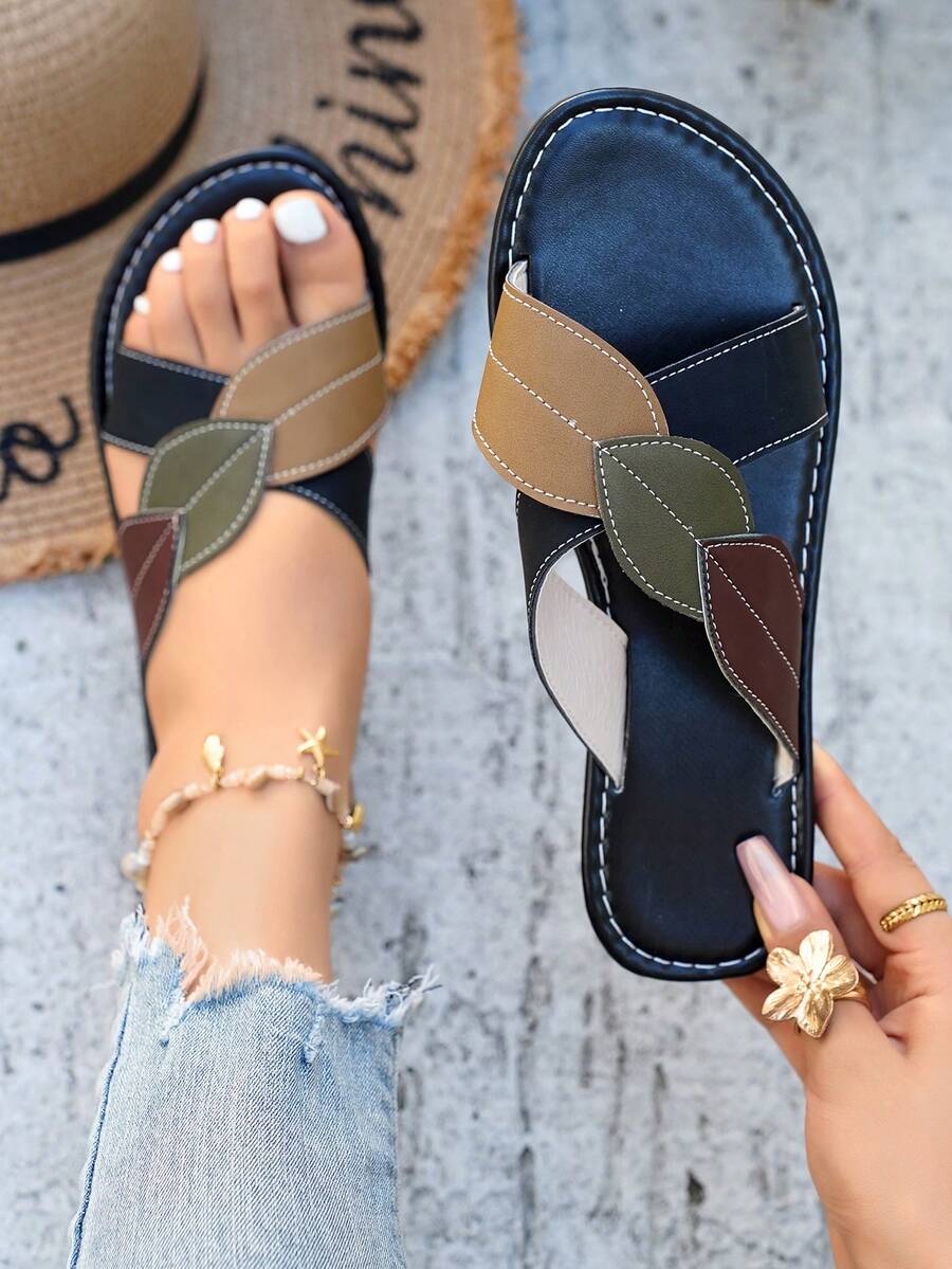 Dép đi biển thời trang mới cỡ lớn cho nữ, mùa hè đơn giản & thoải mái, hở mũi, lưới rỗng, thoáng khí, chống trượt, nhẹ, có sẵn màu đen và nâu - màu đen - Xem 1