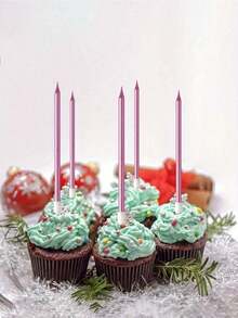 6/18pcs Happy Birthday Cake Pencil Candle ,Spiral Candle Birthday Baking Cake Decoration Straight Pencil Candle Dessert Table Decoration Plug-In