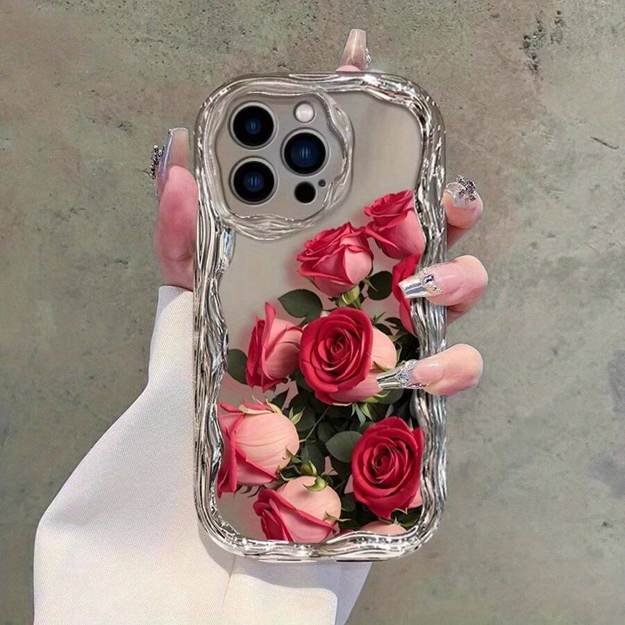 Funda para teléfono 1 pieza Diseño de TPU Teléfono ondulado galvanizado, evita el desgaste, transpirable, resistente al calor y al polvo, adecuado 11, 12, 13, 14, 15, 16 Plus Pro Promax XSMAX X/ XS - Blanco - Ver 1