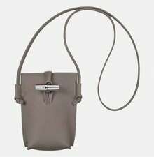 Lightweight And Versatile Cowhide Leather Series Made In France. Lychee Pattern Bamboo Bag, Shoulder Bag, Crossbody Bag, Unisex, Mobile Phone Bag, Coin Purse. - 黑色 - 查看 3