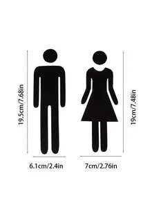 2 件浴室墙贴标志，家庭和商业用途的性别指示牌，卫生间门装饰标识牌 - 黑色 - 查看 3