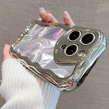Funda para teléfono 1 pieza Esta es una funda para teléfono de nuevo diseño con un elegante patrón de ondas, adecuada para 16 Pro, 16 Plus, 16 Pro, 16 y 15, 14, 13, 12, 11. Cuenta con recortes de lentes precisos y está hecha de material TPU a prueba de golpes. - Plateado - Ver 7