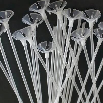 50/100pcs Plastic Balloon Clips And Sticks, Suitable For Wedding, Birthday, Anniversary, Party, Simple Transparent Balloon Arch