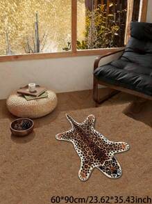 1 Pc Rectangular Printed Cute & Stupid Leopard Pattern Long-Fiber Polyester Door Mat; Machine Washable Carpet; Durable Rug For High Traffic Area; Non-Slip, Stain Resistant & Easy To Care Entryway Area Rug For Living Room, Bedroom, Dining Room, Bathroom, Kitchen, Balcony And More; Crystal Velvet Room Decor Stuff; Ideal Home Decor Stuff Choice