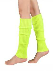 3 Pairs Of American Neon And Ribbed Warm Leg Warmers For Women - 80s Retro Style Knee-Length Elastic Cuffs, Hand-Washable, Suitable For Parties, Sports, Winter Exercise, Comfortable To Wear, Y2k, Cozy