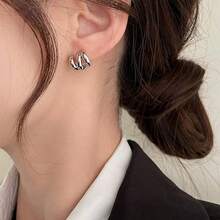 1对，高级三层圆形耳钉，女士款 - 节日、生日、特殊场合及情人节的完美礼物 - 銀色 - 查看 2