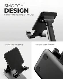 Universal Adjustable & Foldable Mobile Holder Tabletop Phone Desk Stand: Multi-Angle, Anti-Slip Mobile Stand Compatible With All Device - White - View 7