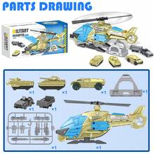 Military Helicopter Toys Set With Military Vehicles, Army Vehicle Car Toys, Army Toy Tank, Helicopter For Kids Christmas Birthday Party Gift For Over 3 Years Old Boys Girls Toddlers, Green - Army Green - View 2
