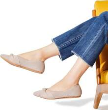 Womens Flat Shoes Classic Pointed Toe Flats Knitted Dress Shoes Soft Comfortable Dressy Flats Women - 裸體 - 查看 6
