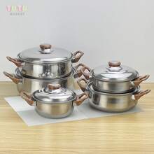 Juego de utensilios de cocina de 5 piezas, juego de utensilios de cocina, juego de utensilios de cocina de acero inoxidable, juego de utensilios de cocina de 5 piezas, olla con tapa, olla para cocinar, olla para cocinar de acero inoxidable, juego de ollas para cocinar de acero inoxidable, olla para guisar, olla para hervir, juego de ollas para sopa de acero inoxidable, accesorios de cocina, con asas, con tapa, resistente y duradero, fácil de limpiar, simple de usar, buena calidad y bajo precio, adecuado para cocina, camping, viajes, restaurante (plata)