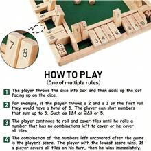 Shut The Box Dice Board Game (2-4 Players) For Kids & Adults, 4 Sided Large Wooden Board Game, 8 Dice +Shut-The-Box Rules Smart Game For Leaming Addition - 1 - Xem 3