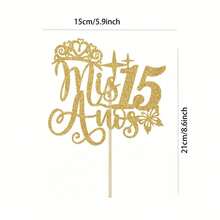 1pc Mis 15 Quince Cake Topper, Feliz 15 Anos,Cheers To 15 Years Old Cake Decor,Spanish Happy 15th Birthday Anniversary Party Decoration Supplies - Multicolor - View 8