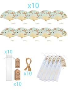 4/20/40pcs Per Set, White/Pink Wooden Folding Fan, Creative Romantic Design For DIY, Gift Set, Bridesmaids Handheld Folding Fan For Bridal Shower Decoration, Perfect Wedding Gift And Party Accessory For Parties And Events, Folding Fan For Women - Multicolor - View 14