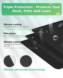 Under Grill Mats For Outdoor Grill With  Drawstring Storage Bag, Double-Sided Fireproof Deck And Patio Protector Mat, Indoor Fireplace/Fire Pit Mat, Oil-Proof Waterproof BBQ Protector Mat - màu đen - Xem 2