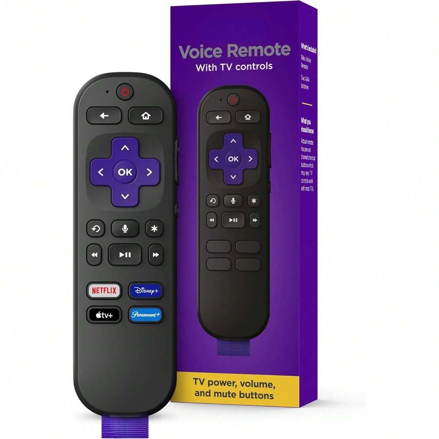 Voice Remote | Replacement TV Remote With Voice Control, Easy Setup And Preset App Shortcuts - Compatible With Roku TVs, Players And Audio Devices