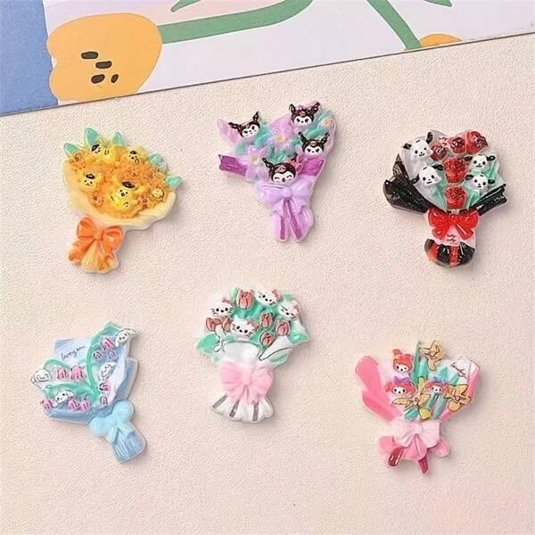 Sanrio 20 Stücke zufälliger neuester Blumen Sanrio und Tier DIY Harz Accessoire Set, geeignet für Handyhüllen, Haarspangen, Schuhdekorationen, Wasserflaschen - perfekt als Wohndekoration und Geschenke, ideal für Weihnachten