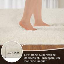 Sour Lemon Deep Pile Carpet Gray Carpet Living Room 120x160 Washable Anti-Slip Extra Large Carpets Bedroom Fluffy Modern Carpets Mat Carpets For Bedroom Room - 奶油白色 - 查看 2