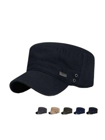 Men's Outdoor Casual Brimmed Hat, Metal Logo, Breathable Adjustable Sun Protection Cap