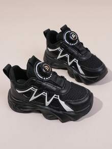 儿童运动鞋，女童休闲皮革跑鞋 - 黑色 - 查看 5