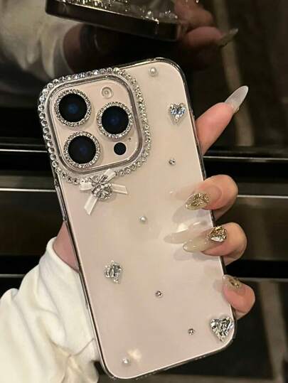 闪光水晶心形手机壳适用于 16 15 14 13 12 11 Pro Max 保护套防水防震防摔防刮