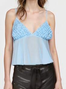 Women Camisole, Sleeveless Tops V-Neck Backless Pleated See-Through Summer Vest For Party Club