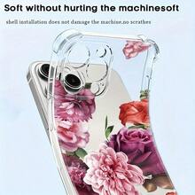 Funda para teléfono con diseño floral bohemio. Funda para teléfono, modelos compatibles 16, 15, 14 Pro, 13, 12, 11, XS Plus. Fabricada en silicona TPU, resistente a golpes y caídas. - transparente - Ver 4